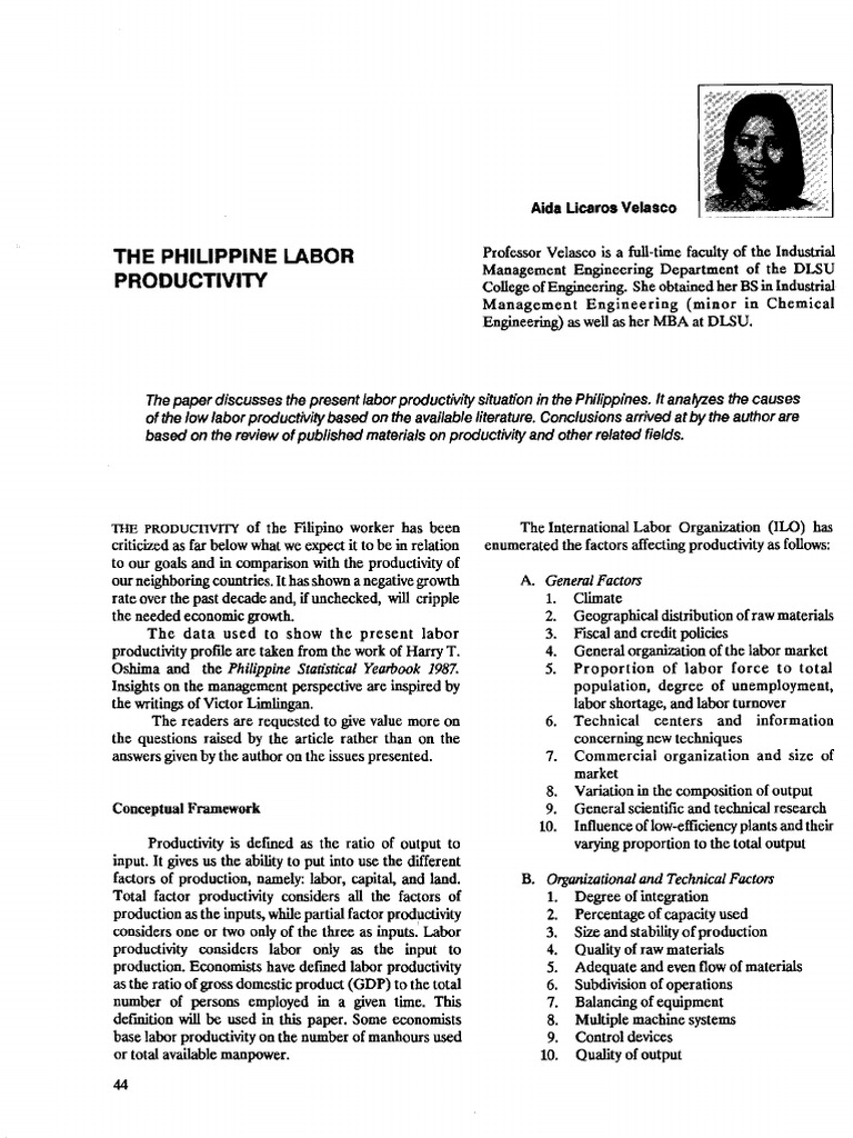 The Philippine Labor Productivity | PDF | Economic Growth | Labour ...