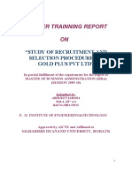 Summer Trainning Report ON: "Study of Recruitment and Selection Procedure at Gold Plus PVT LTD"