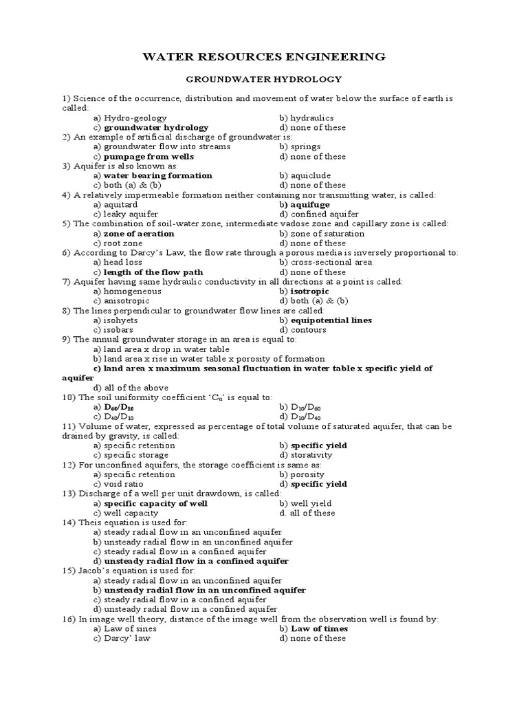 Water Resources Engg PDF Aquifer Pump