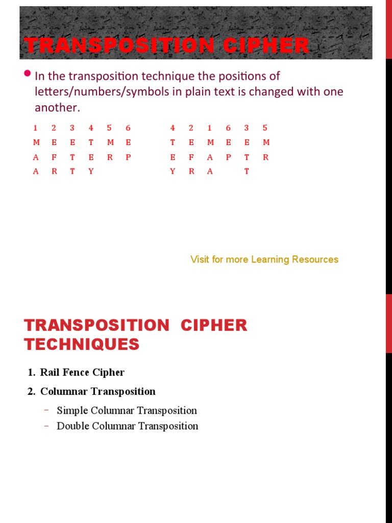 Transposition Tec | PDF | Cipher | Computer Security