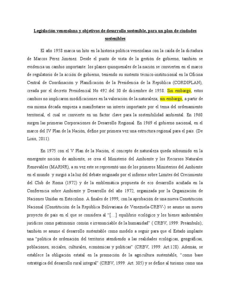 Legislación Venezolana y Objetivos de Desarrollo Sostenible-1 | PDF ...