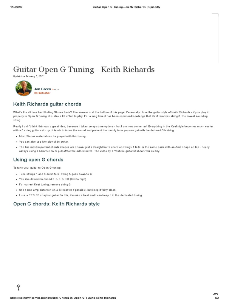 Guitar Open G Tuning-Keith Richards | PDF | Keith Richards | Guitars