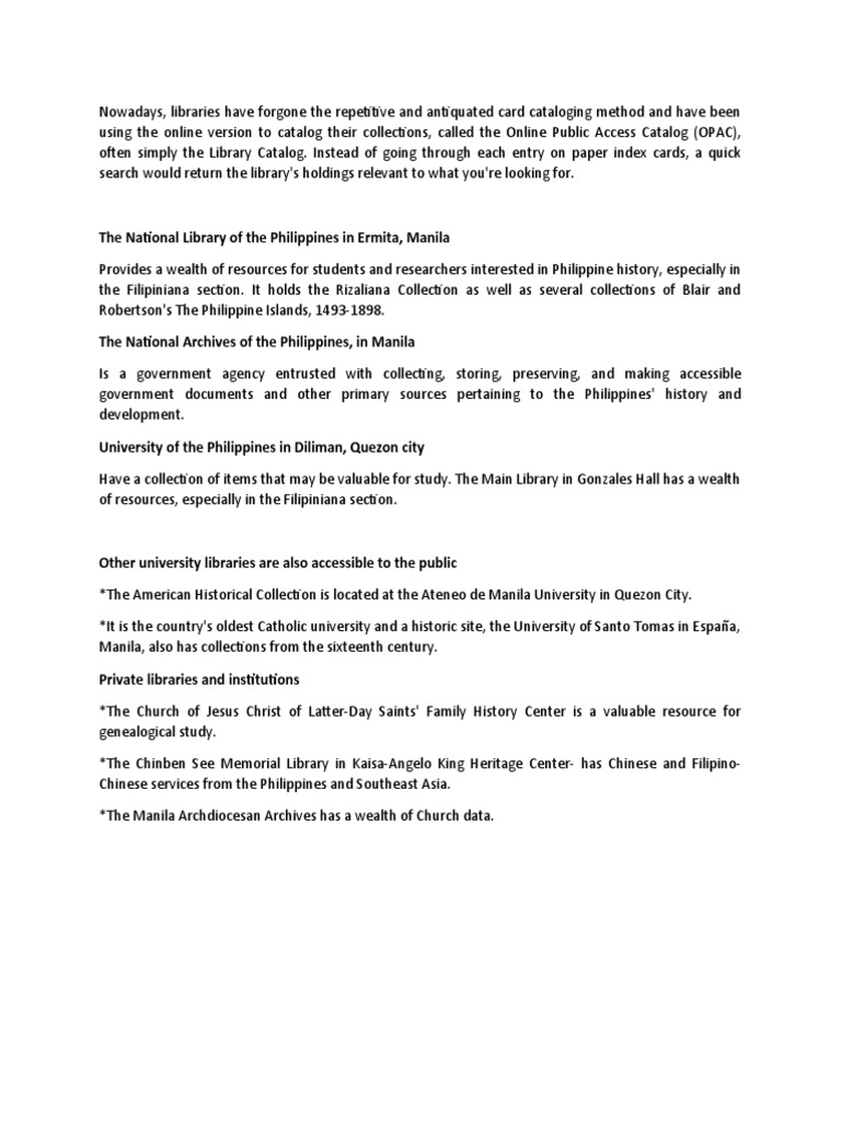Historical Research Resources in Manila | PDF