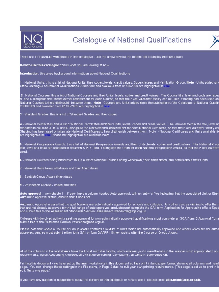 National Qualifications Catalogue Overview | PDF