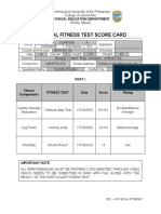 Physical Fitness Test Score Card: Ermita, Manila