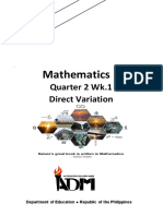 Mathematics: Quarter 2 Wk.1 Direct Variation