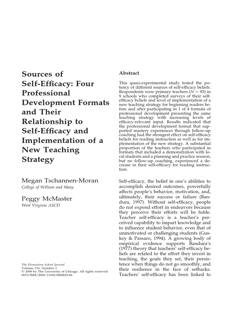 Impact of PD Formats on Teacher Self-Efficacy | PDF | Self Efficacy ...