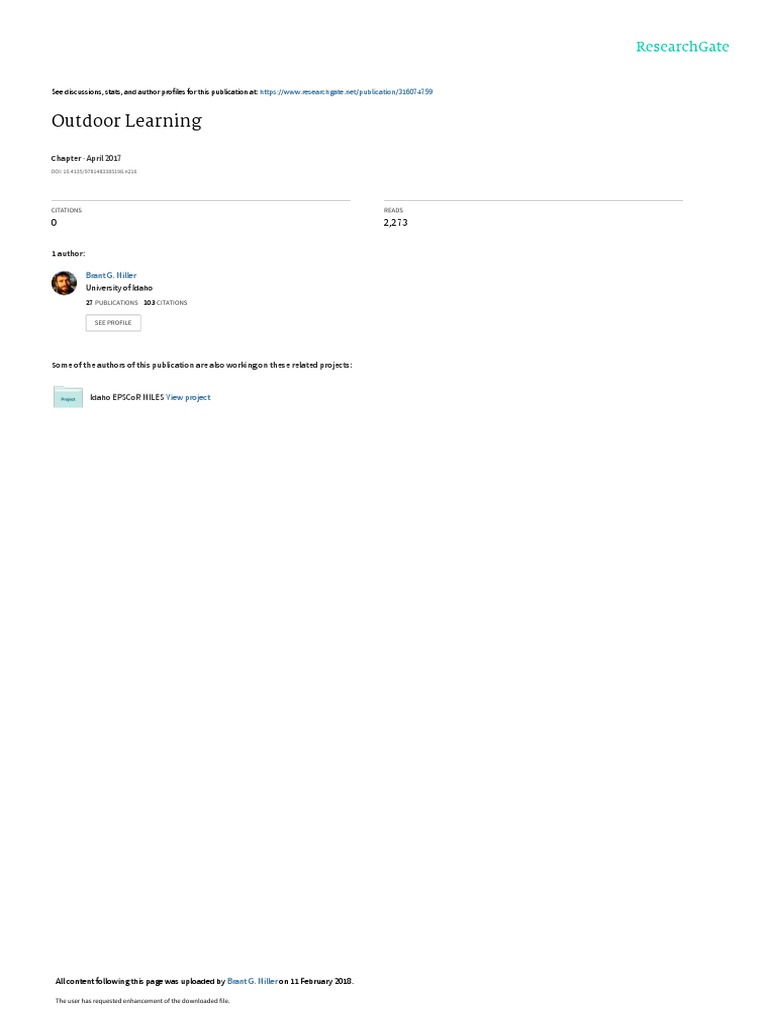 Outdoor Learning: April 2017 | PDF | Learning | Pedagogy