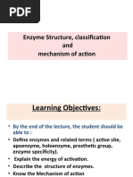 Enzyme Structure, Classification and Mechanism of Action