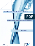 TESTE DIAGNÓSTICO MATEMÁTICA APLICADA CURSO INSTALAÇÃO SISTEMAS