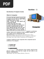 Section - 1: Introduction of Computer System