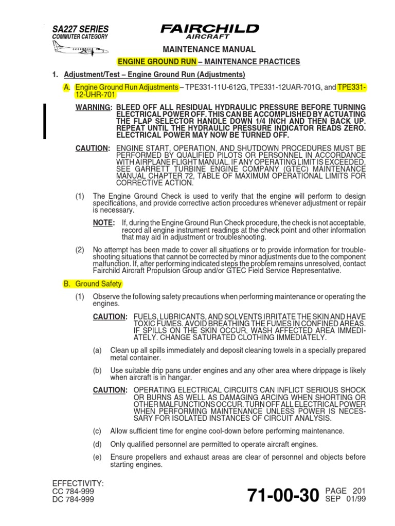 SA227 Engine Ground Run Procedures | PDF | Engines | Aircraft