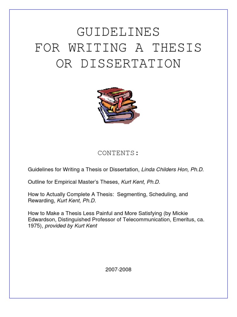 Guidelines For Writing A Thesis or Dissertation: Contents | PDF