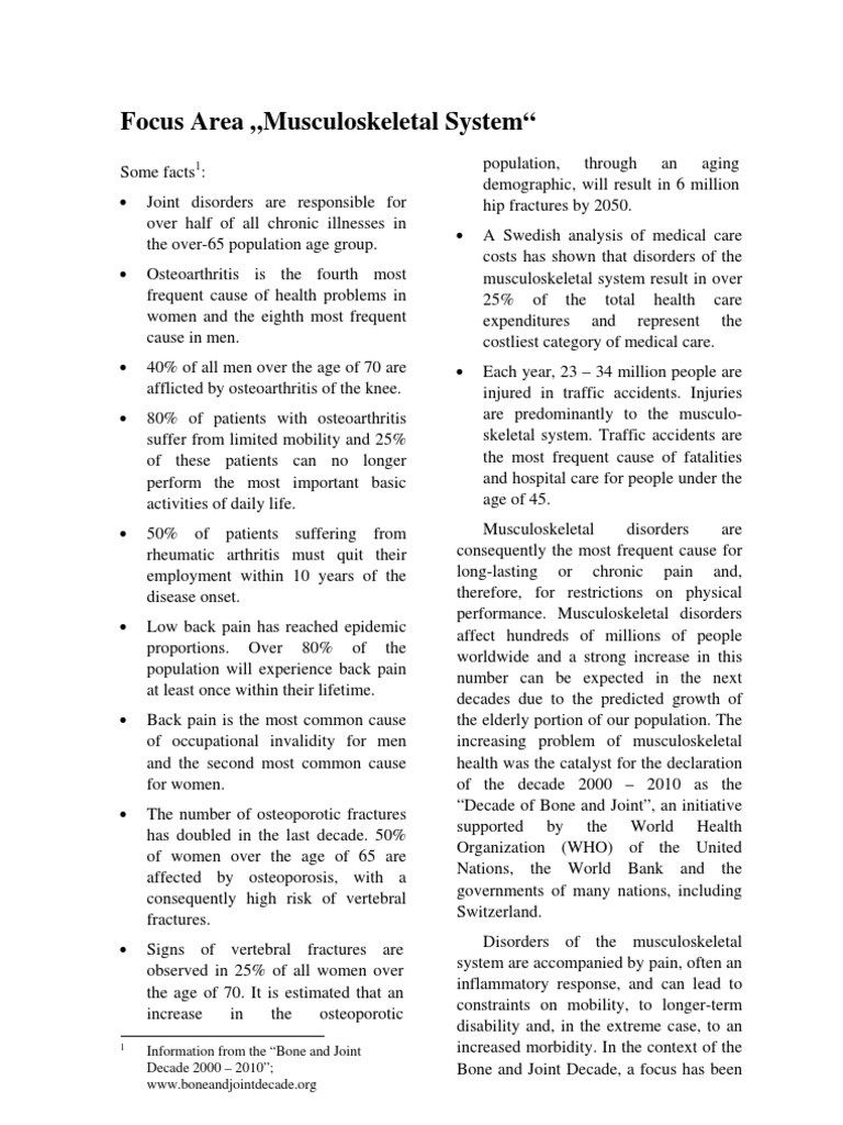 Musculoskeletal Disorders and Impact | PDF | Arthritis | Osteoporosis