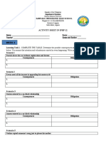 Region Iv-A Calabarzon: Activity Sheet in Iphp 12