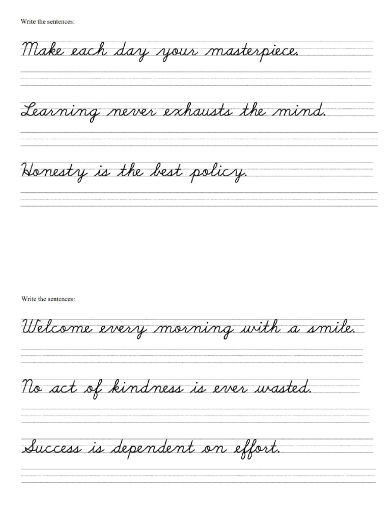 Handwriting Worksheets Grade 3 | PDF