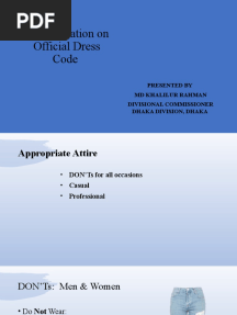 A Presentation On Official Dress Code