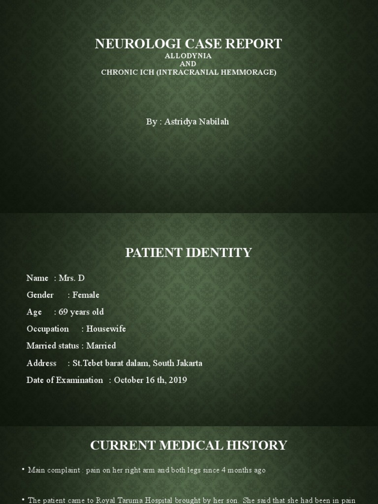 Neurology Case Report Allodynia and ICH PDF Symptom Pain