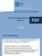 Creative Management (Part 2) (Week 3) : Innovative and Creative Skills in Business