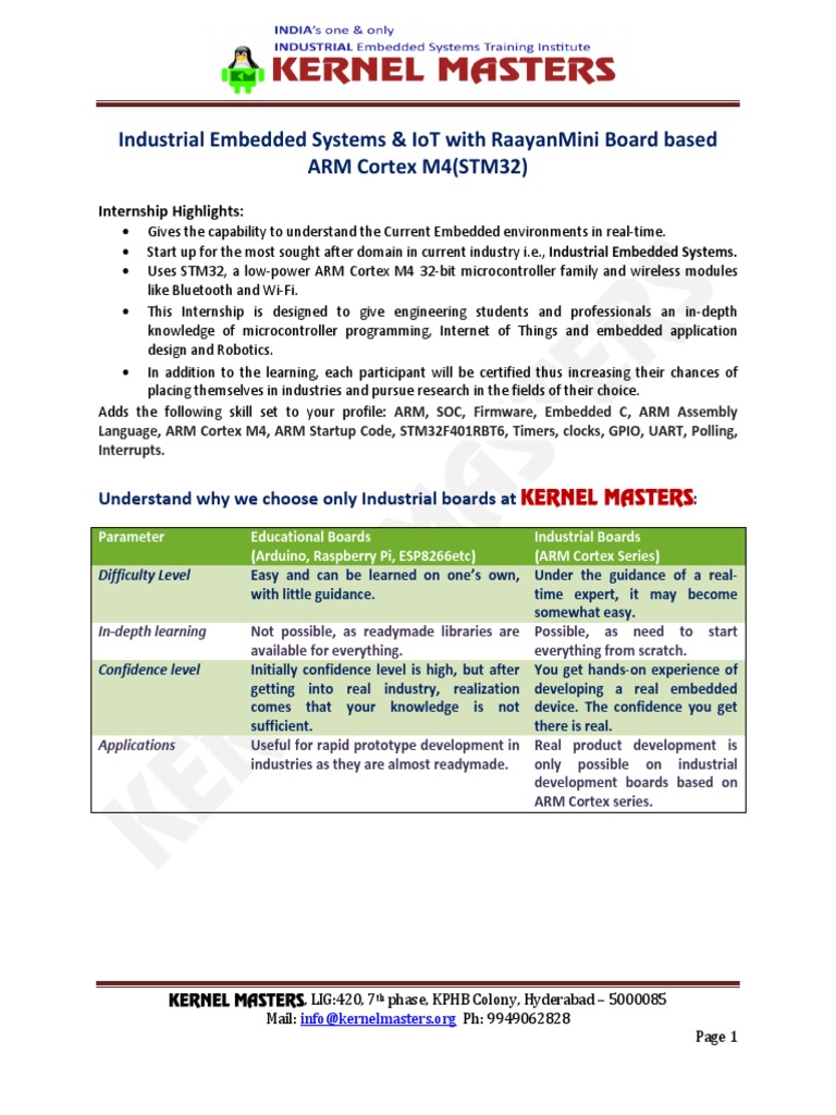 Embedded Systems & IoT Internship | PDF | Embedded System | Arm ...