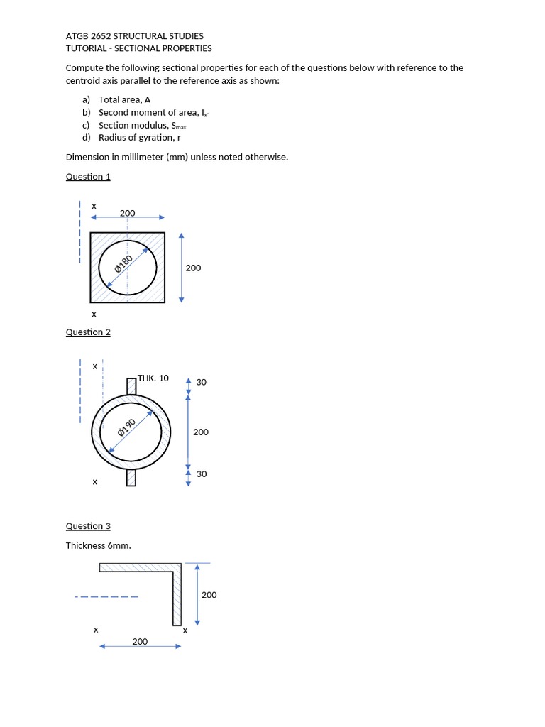 Sectional Properties of Steel Sections | PDF | Geometry | Geometric ...