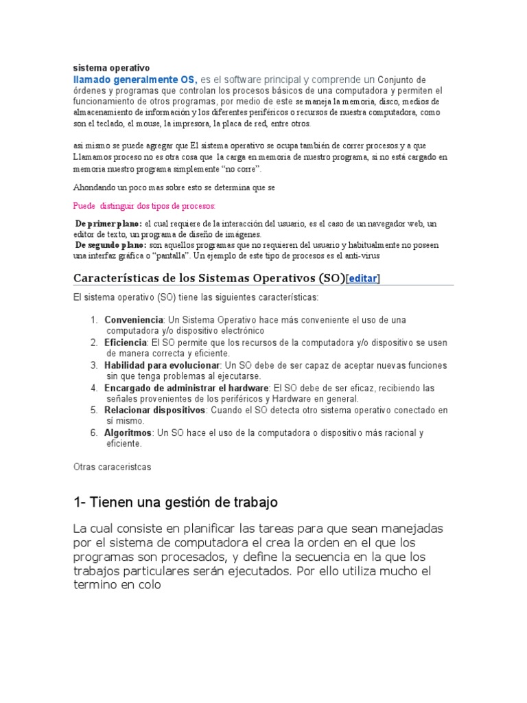 Sistema Operativo | PDF | Sistema operativo | Hardware de la computadora