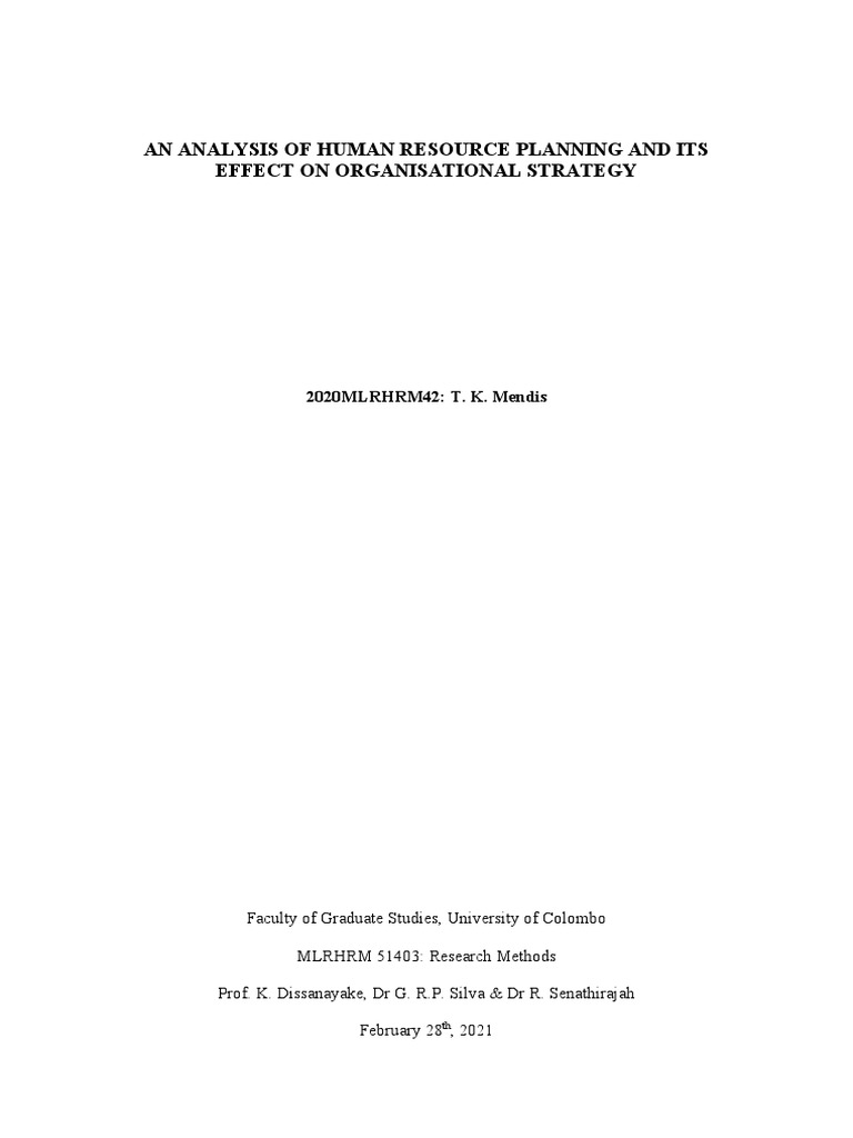 Human Resource Planning's Impact on Strategy | PDF | Human Resource ...