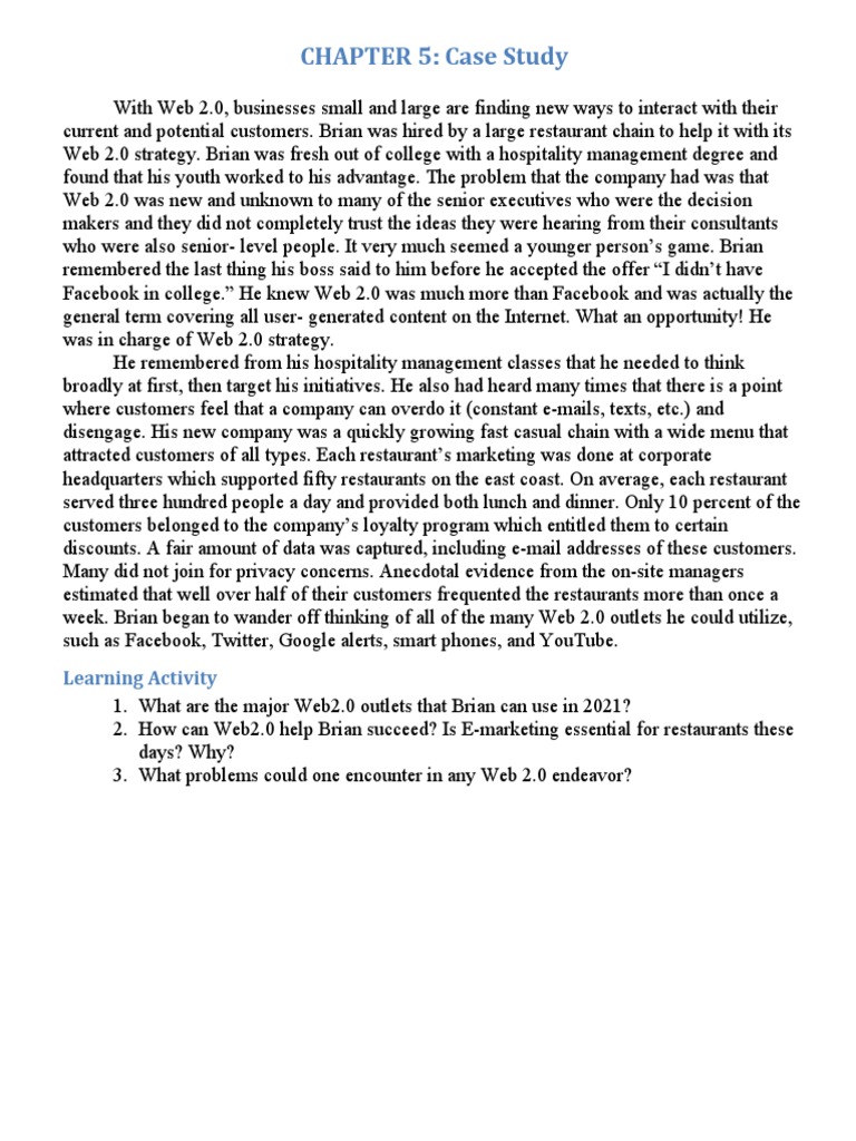CHAPTER 5 - Case Study SP21 | PDF | Digital Marketing | Social Media