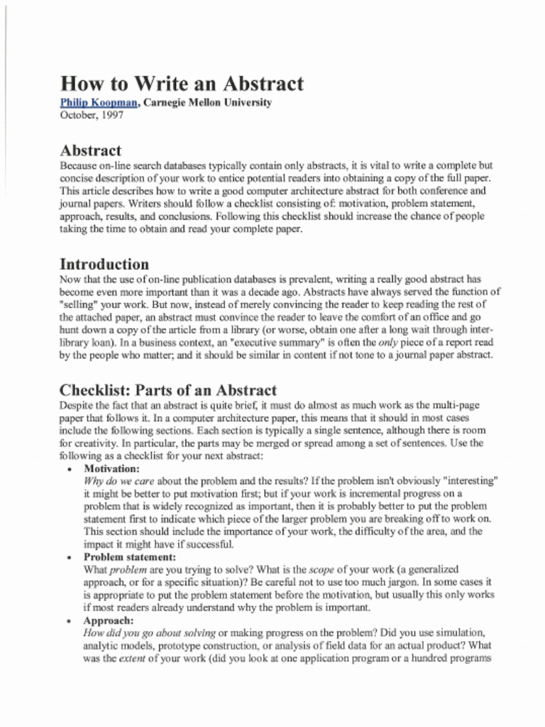 How to Write an Abstract