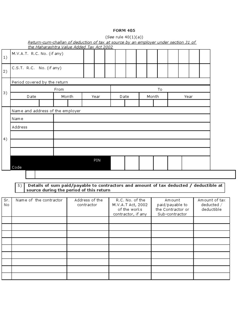 Form 405: Return-cum-Challan of Deduction of Tax at Source by an ...
