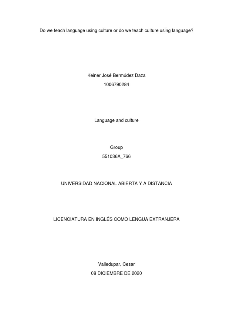 Language and Culture in Teaching | PDF | Second Language | Pedagogy