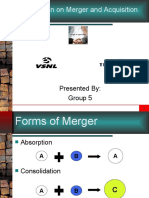 Presentation On Merger and Acquisition: Presented By: Group 5