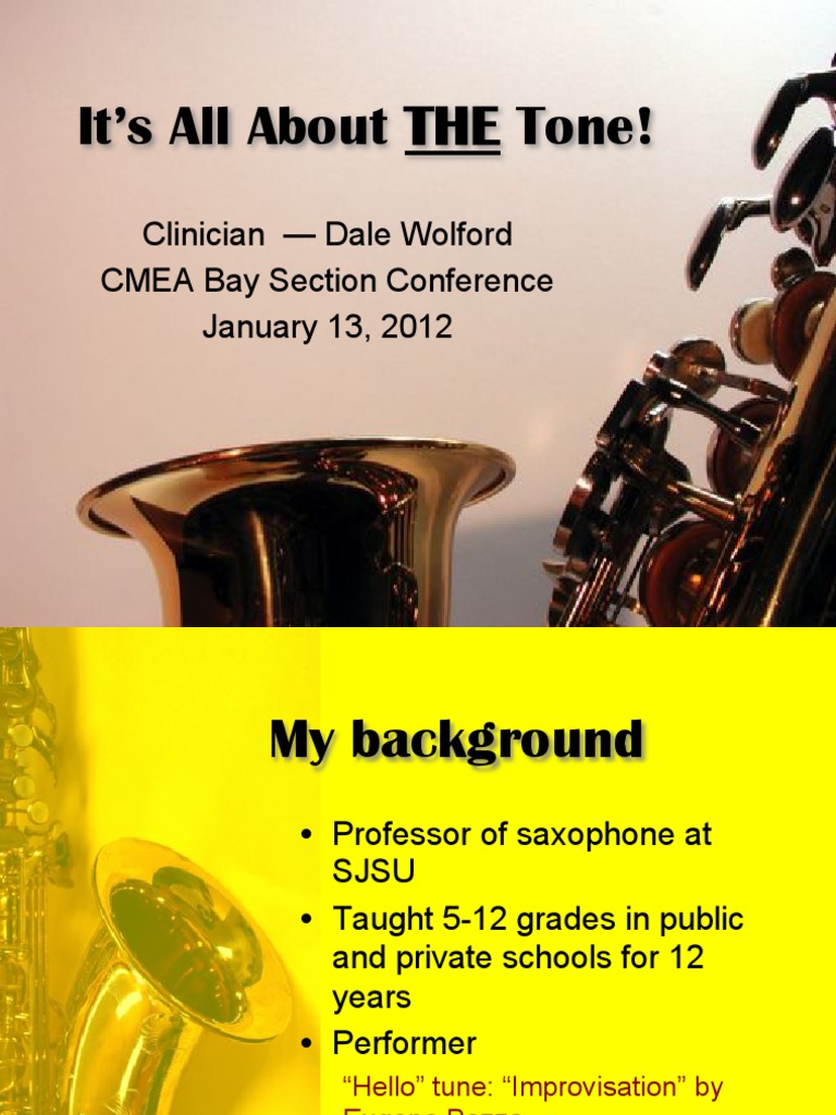 It's All About the Tone! Developing Concepts of Sound in Saxophone