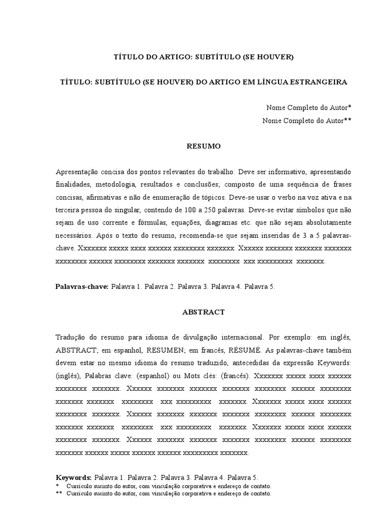 Template Artigo-Cientifico Word | PDF | Brasil | Citação