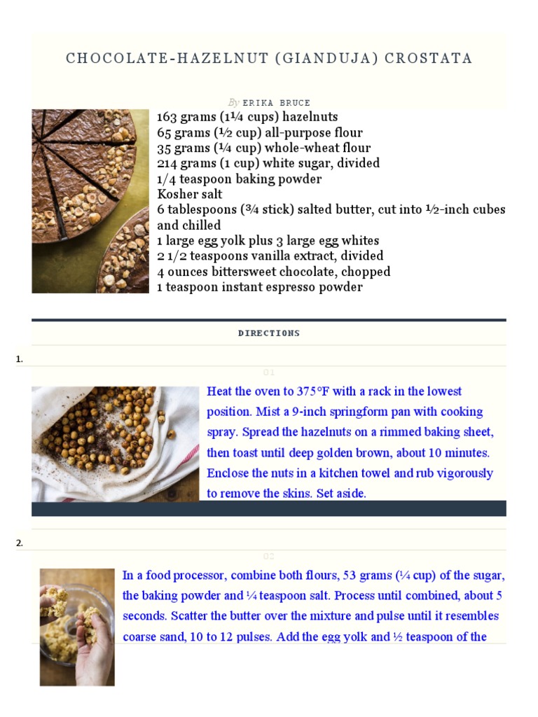 ChocolateHazelnut (Gianduja) Crostata PDF Baking Teaspoon