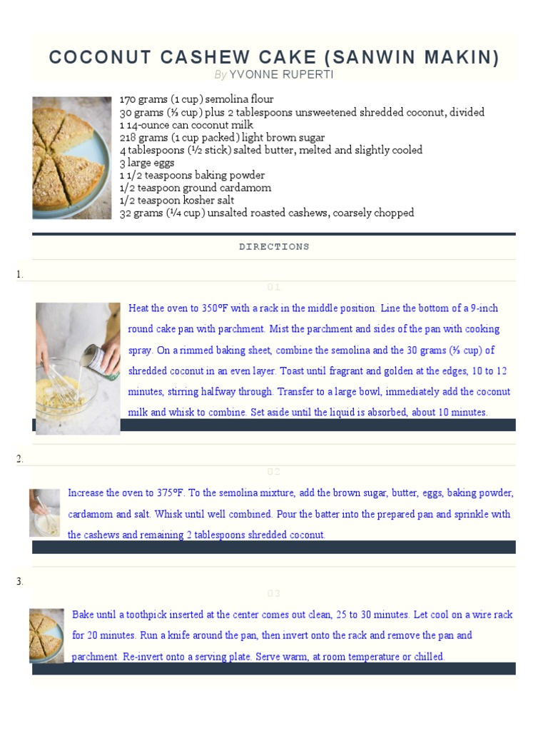 Coconut Cashew Cake (Sanwin Makin) PDF
