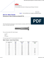 Dimensions of Metric Threads According ISO 724