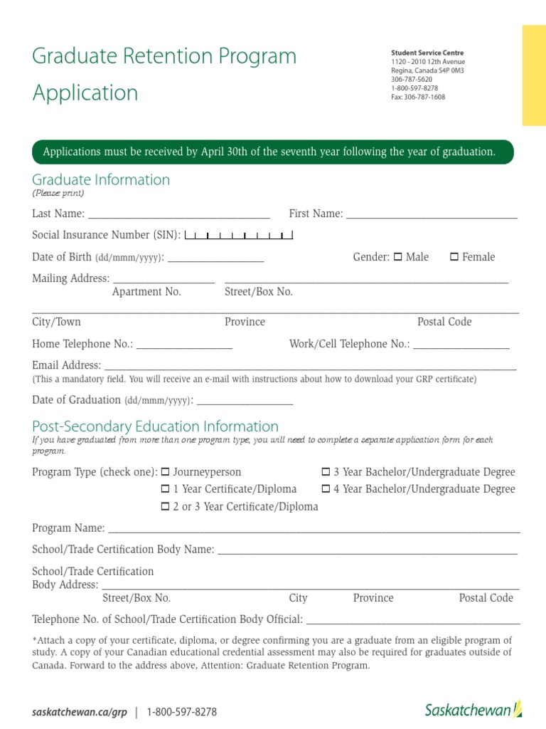 Graduate Retention Program Application | PDF | Diploma | Mail