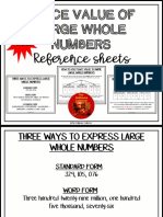 Place Value of Large Whole Numbers Reference Sheets: Free!