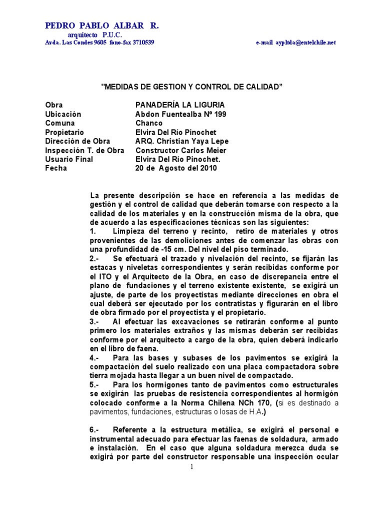 Control de Calidad en Construcción | PDF | Arquitecto | Materiales