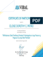 Certificate of Participation: Eloise Dorothy C. Patiño