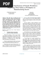 A Study On Satisfaction of Female Workforce Regarding Their Safety at Workplace in Manufacturing Sector