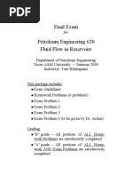 Final Exam Petroleum Engineering 620 Fluid Flow in Reservoirs