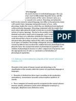 Phonetics Features of A Language: S.R. Anderson, in International Encyclopedia of The Social & Behavioral Sciences, 2001