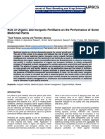 Role of Organic and Inorganic Fertilizers On The Performance of Some Medicinal Plants