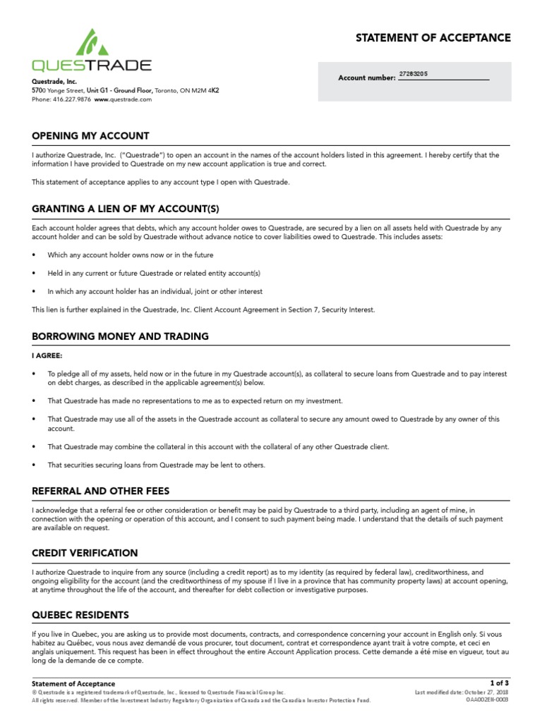 Opening My Account: Statement of Acceptance | PDF | Withholding Tax |  Guarantee