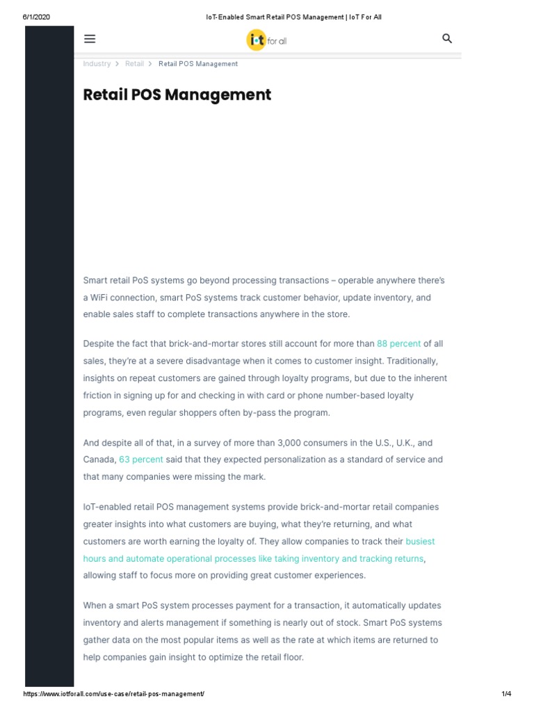 IoT Enabled Smart Retail POS Management | PDF | Point Of Sale ...