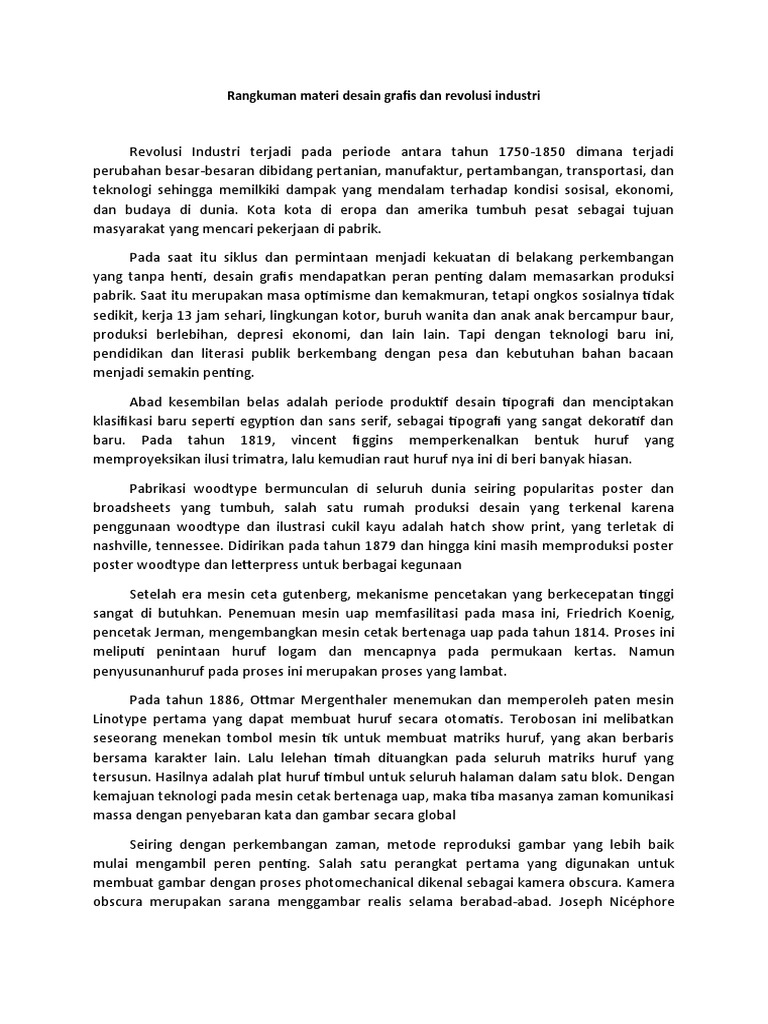 Rangkuman Materi Desain Grafis Dan Revolusi Industri | PDF