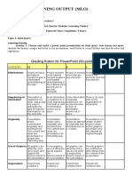 Modular Learning Output (Mlo) : Grading Rubric For Powerpoint (50 Points)