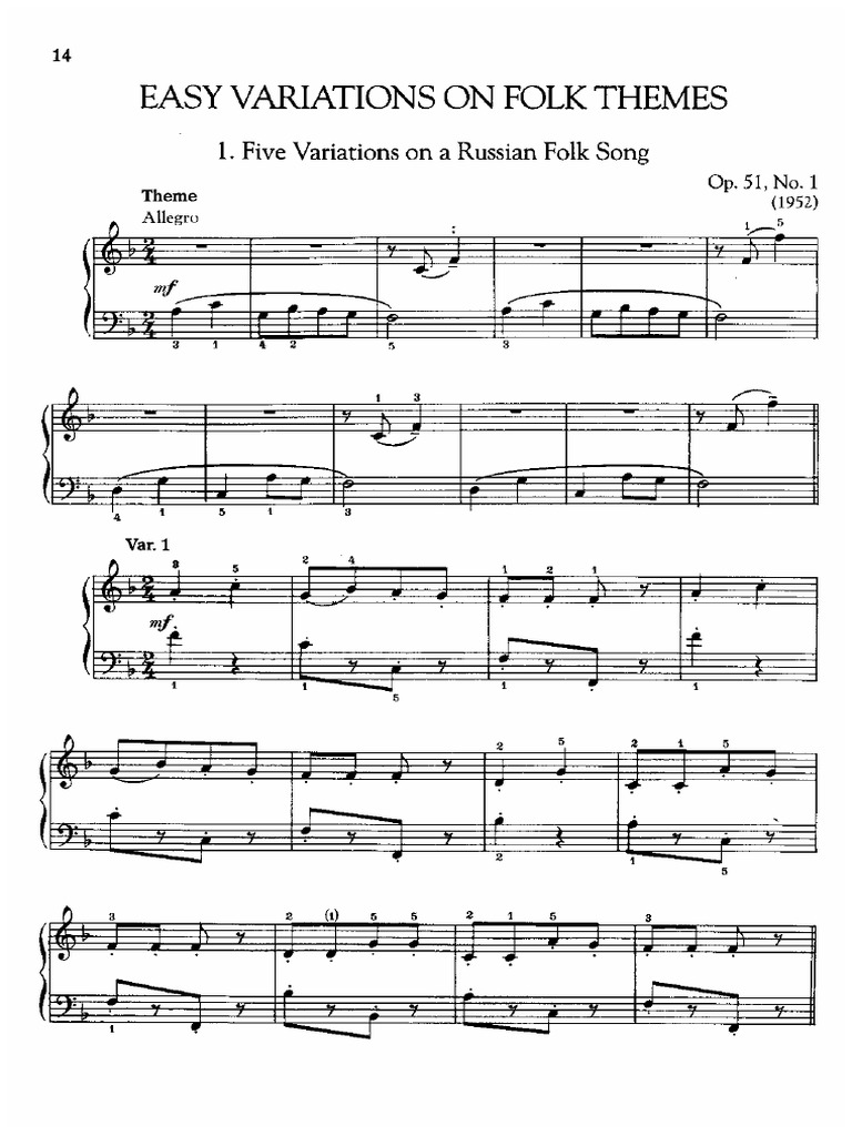 Kabalevsky Op 51 Variations PDF
